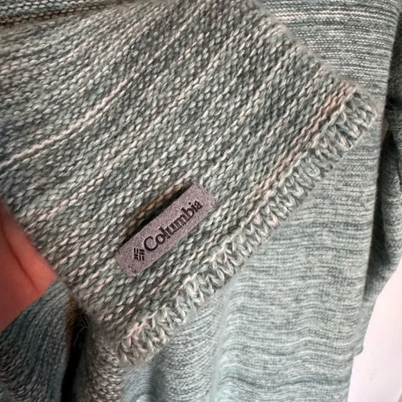 Columbia cardigan knitted blue green flowy with pockets warm cozy size Small - Picture 7 of 7